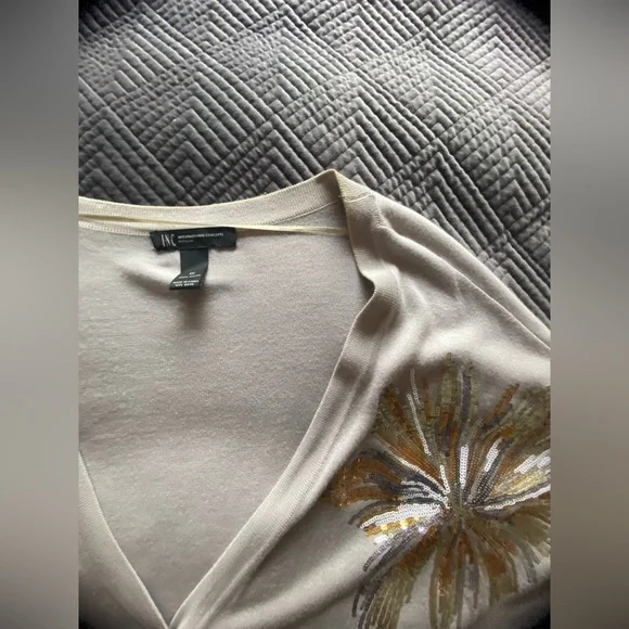 Gorgeous Sequined Cardigan Top - INC - Shortsleeve - Picture 5 of 7